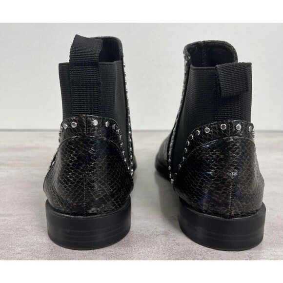 Zara Women Size 6.5 Snakeskin Print Faux Leather Studded Chelsea Ankle Boots - Picture 8 of 9